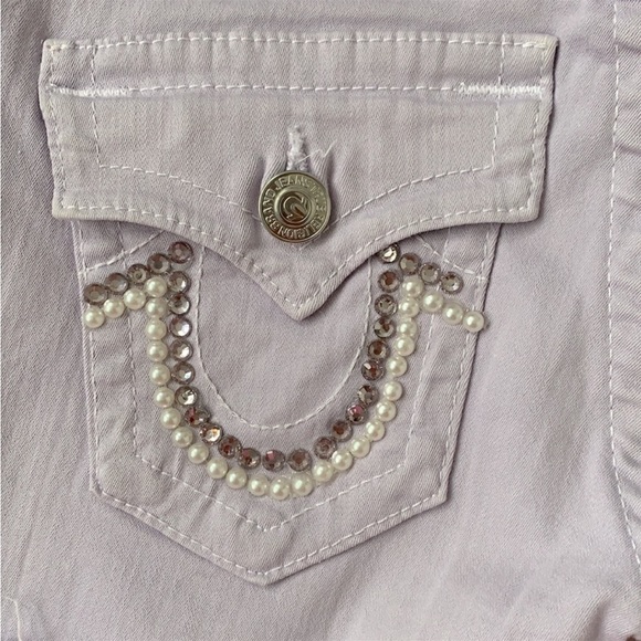 True religion keira shorts, size 25, 7”rise, 3.5” inseam, lavender, purple - Picture 6 of 8